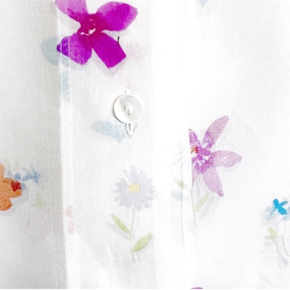 Vintage Artsy 90s Y2K Butterfly Print 100% Silk 2 piece Silk Blouse Set SZ 4 - Picture 11 of 13